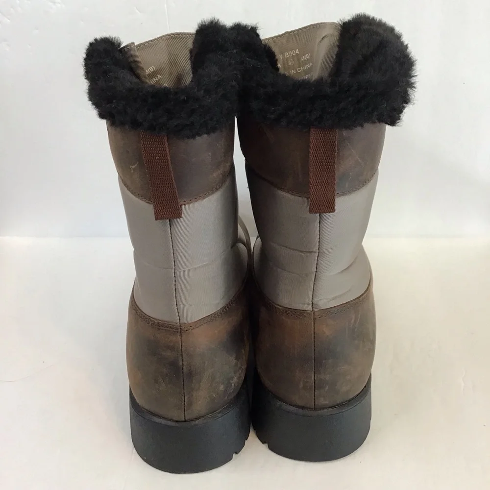 PROPET Women's  Brown & Taupe Faux Fur Zip Leather Winter Boots 9.5 NEW